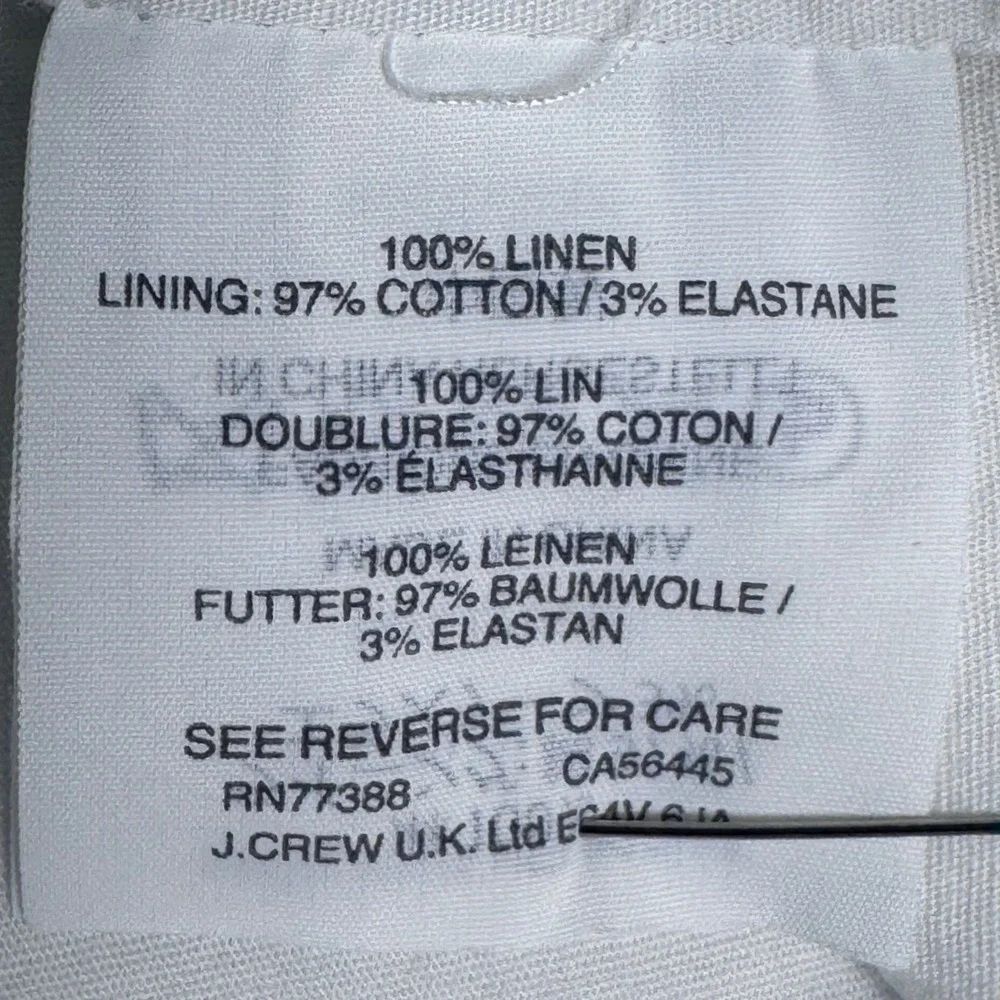 J.Crew White Linen Scalloped Tiered Sheath Dress Womens 6 Sleeveless Pockets